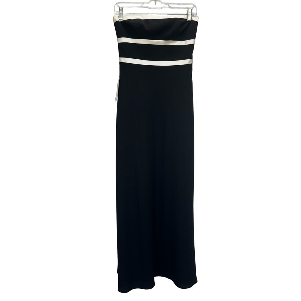 NWT Ann Taylor Black Strapless Gown with White Trim